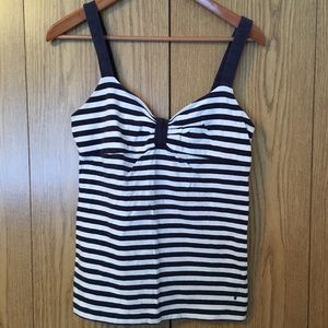 American Eagle blue and white striped tank top